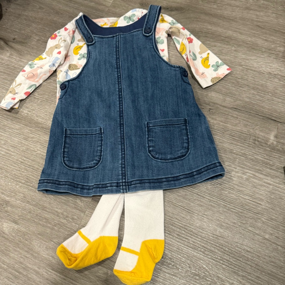 Carter's Blue Denim Dress Set with Yellow and White Accents